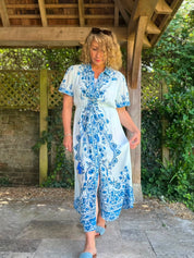 Azura Blue and White Tile Dress