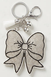 White bow sparkly key ring and bag charm