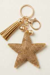 Gold star sparkly key ring and bag charm
