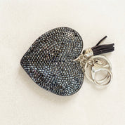 Black heart sparkly key ring and bag charm