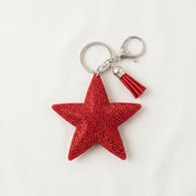 Red star sparkly key ring and bag charm