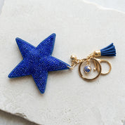 Royal blue star sparkly key ring and bag charm
