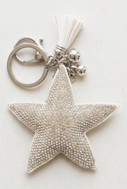 White star sparkly key ring and bag charm
