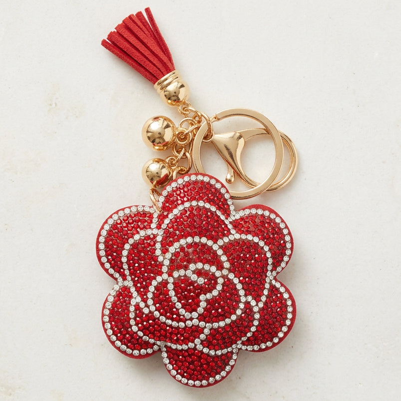 Red rose sparkly key ring and bag charm