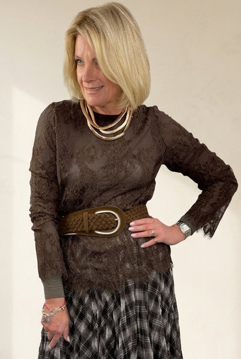 Lace Raw Edge Top