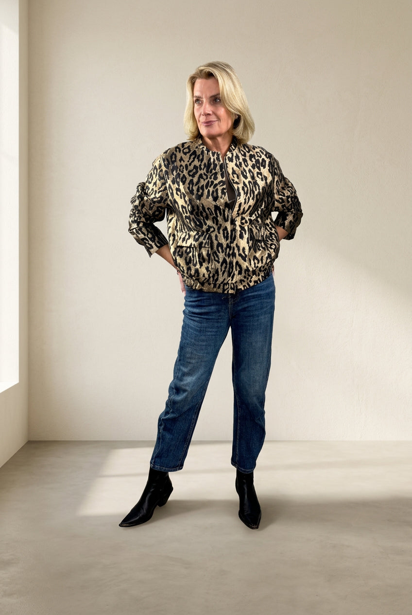 Golden Leopard Bomber Jacket
