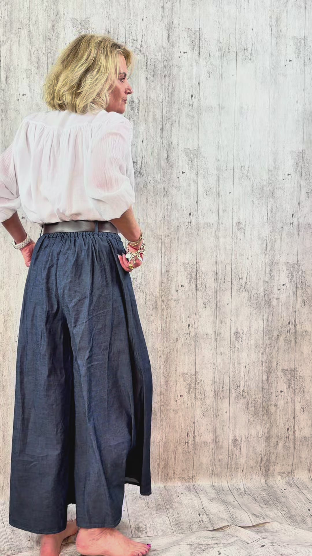 Super Wide Stretch Denim Cullottes