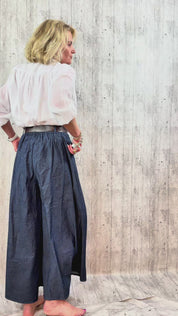 Super Wide Stretch Denim Cullottes