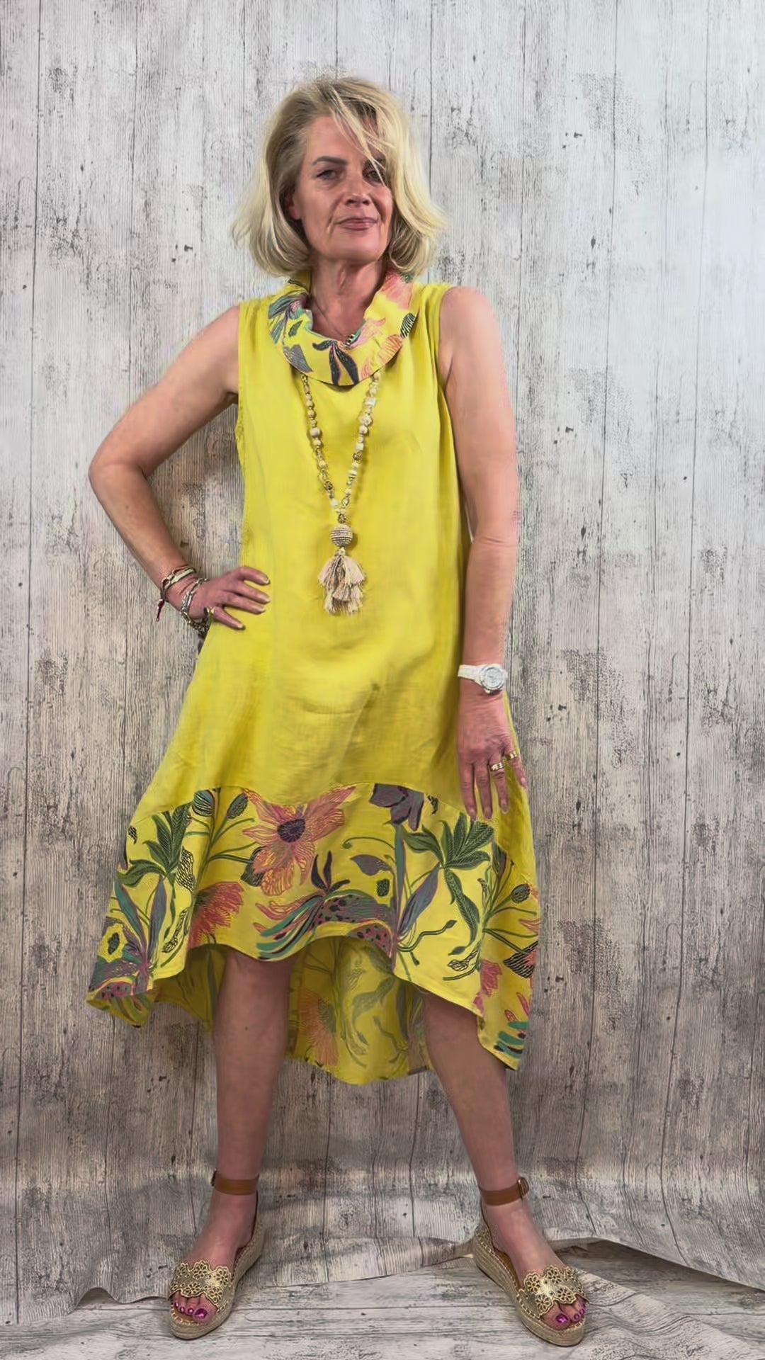 Petra Linen Cowel Neck Dress