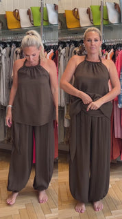 Lisa Plaited Halter Top Coord